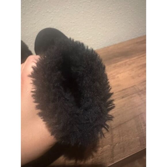 Annie Black Girl Heel Booties with Cute Button/Crystal with Faux Fur Size 11 - Picture 4 of 10
